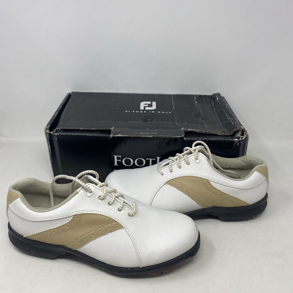 Footjoy Greenjoys White Beige Men's 8 Womens 9.5 Golf Shoes 48392 Excellent